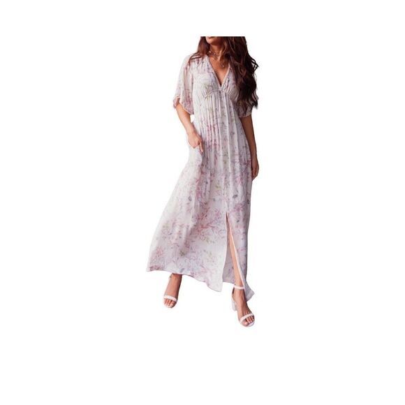 Pinkblush Floral Maxi Dress - White and Pink - Picture 5 of 16